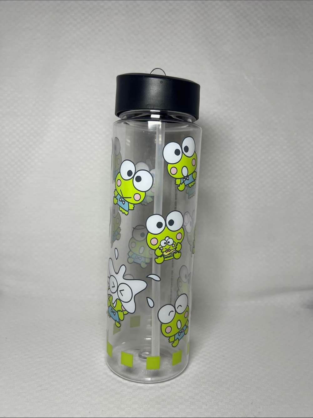 Cute Keroppi  Water Bottle with Black Lid